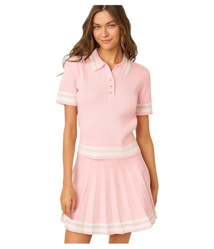 Lilly Pulitzer Suzette Sweater Women's XL Pink Muse Short Sleeve Golf GBO3998