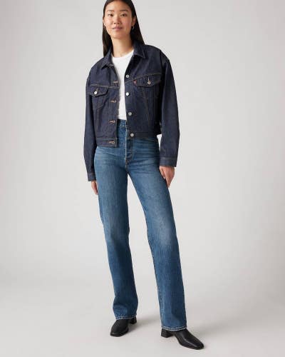 Levi's Ribcage Jeans Women's 31x32 Blue Denim High-Rise Straight Leg GBO3979