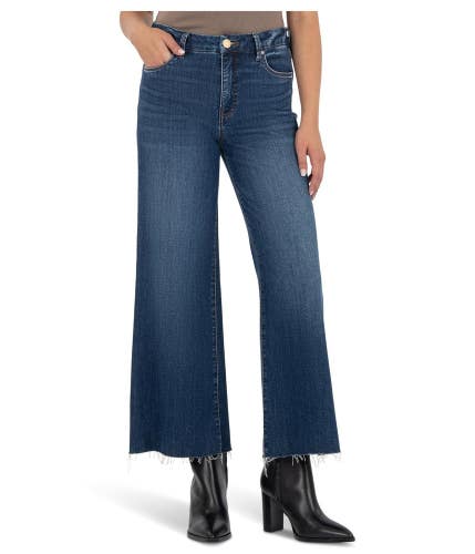 KUT from the Kloth Meg Jeans Women's 14 Blue Denim High Rise Wide Leg GBO4037