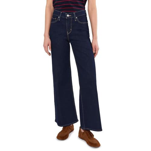 Levi's 318 Shaping Jeans Womens 29X30 Dark Blue Stretch Wide Leg Zip Fly GBO3996