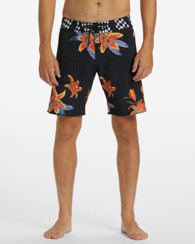 Billabong Sundays Pro Boardshorts Kids 20 Black Floral Stretch Swimwear GBO3904