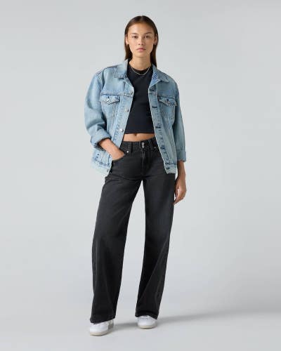 Levi's Superlow Jeans Women's 29x32 Black Cotton Straight Leg Zip Fly GBO4018