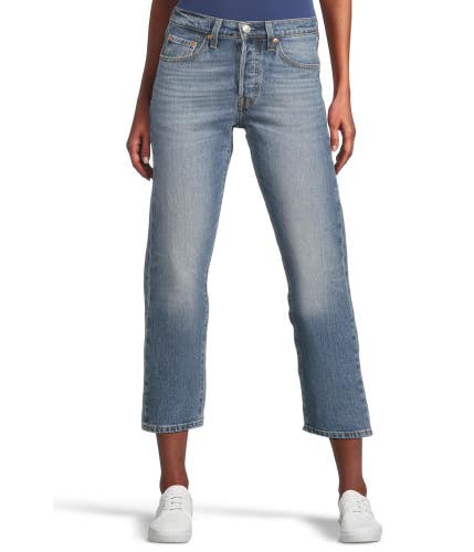 Levi's Premium 501 Crop Jeans Womens 25X26 Scanned Answers Denim Stretch GBO3924