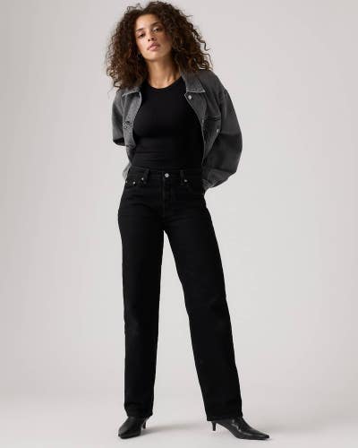 Levi's 501 90s Jeans Women's 27x30 Black Denim Mid Rise Straight Leg GBO3951