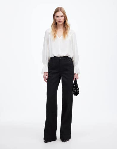 Madewell Superwide Jeans Women's 31 Black Rinse Denim Cotton High Rise GBO3939