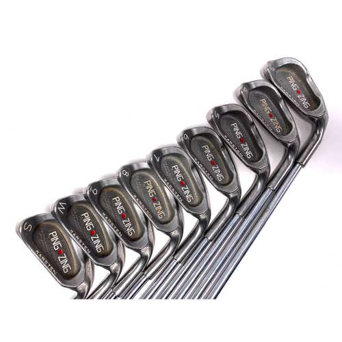 Ping Zing Iron Set 3-PW+SW Red Dot 1* Flat Karsten KT-M Stiff Steel Mens RH