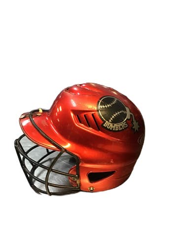 Used Rawlings CFBH1 Batting Helmet w/Mask Red One Size 11730-S000073784