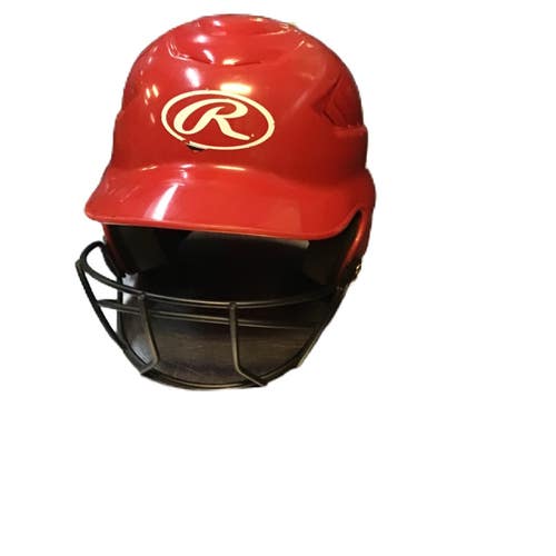 Used Rawlings RCFH Batting Helmet w/Mask Red One Size 11730-S000074018