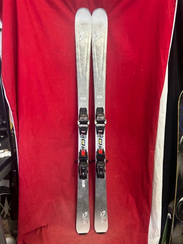 K2 luvit 76 all mountain 163cm skis, marker FDT10 binding range: 260-388mm, 76 center, R14