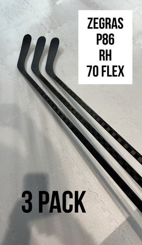 Senior(3x)Right CT: Zegras 70 Flex (P86) ProBlackStock™ Unbranded Pro Stock Hockey Sticks