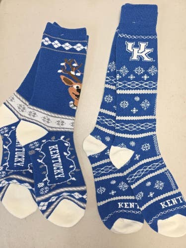 ST8 Mens NCAA KENTUCKY WILDCATS Crew Socks Lot of 2 Pair LARGE NEW