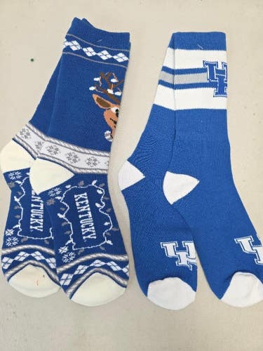 ST9 Mens NCAA KENTUCKY WILDCATS Crew Socks Lot of 2 Pair LARGE NEW