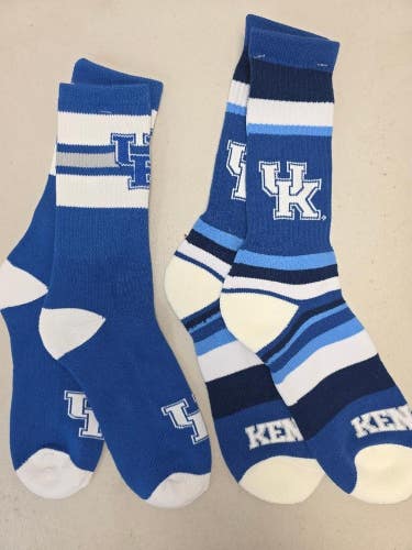 ST10 Mens NCAA KENTUCKY WILDCATS Crew Socks Lot of 2 Pair LARGE NEW