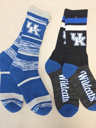 ST11 Mens NCAA KENTUCKY WILDCATS Crew Socks Lot of 2 Pair LARGE NEW