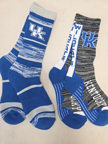 ST12 Mens NCAA KENTUCKY WILDCATS Crew Socks Lot of 2 Pair LARGE NEW