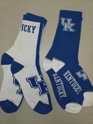 ST19 Mens NCAA KENTUCKY WILDCATS Crew Socks Lot of 2 Pair LARGE NEW