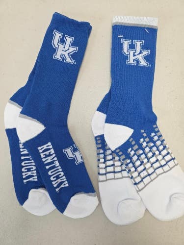 ST20 Mens NCAA KENTUCKY WILDCATS Crew Socks Lot of 2 Pair LARGE NEW