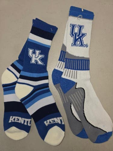 ST26 Mens NCAA KENTUCKY WILDCATS Crew Socks Lot of 2 Pair LARGE NEW