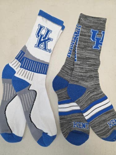ST27 Mens NCAA KENTUCKY WILDCATS Crew Socks Lot of 2 Pair LARGE NEW