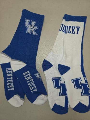 ST54 Mens NCAA KENTUCKY WILDCATS Crew Socks Lot of 2 Pair LARGE NEW