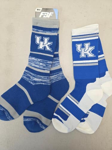 ST48 Mens NCAA KENTUCKY WILDCATS Crew Socks Lot of 2 Pair MEDIUM NEW