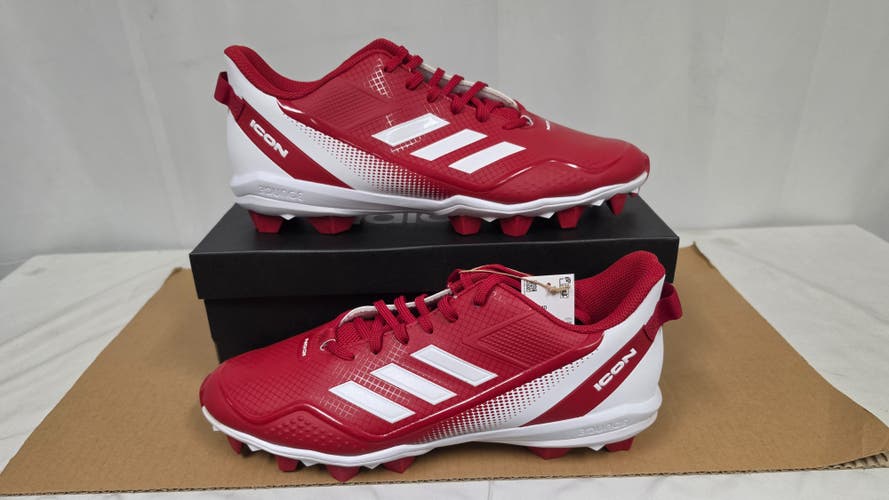 New Adidas Icon 7 Mid MD Baseball Cleats "Power Red" - Size 13 (S23913)