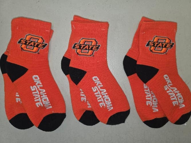 ST2a YOUTH 1-3 NCAA OKLAHOMA STATE COWBOYS Crew Socks Lot of 3 Pair New