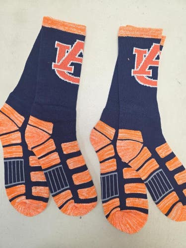 ST1a MENS NCAA AUBURN TIGERS Crew Socks Lot of 2 Pair LARGE New