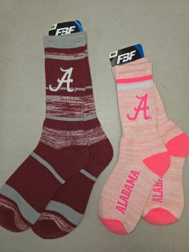 ST4a MENS NCAA ALABAMA CRIMSON TIDE Crew Socks Lot of 2 Pair MED/LARGE New