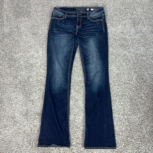 Miss Me Jeans Women 30 Dark Blue Casual Bootcut Flap Pocket Denim No Button