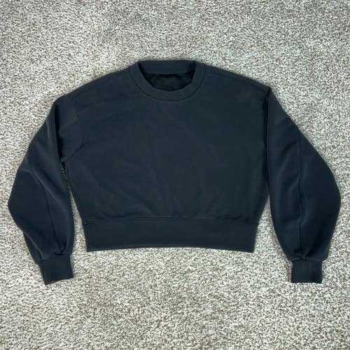 Lululemon Sweatshirt Womens Medium Black Activewear Cropped Pullover Crewneck