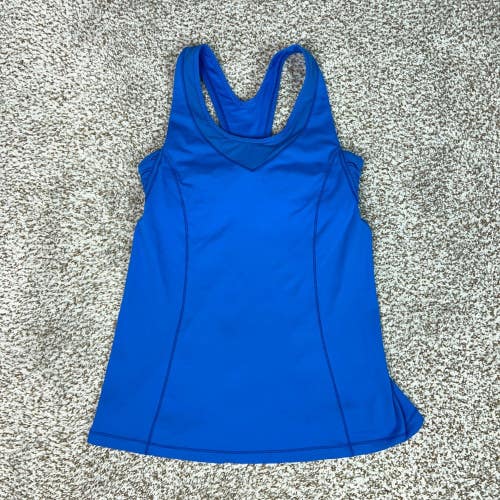 Lululemon Tank Top Womens 6 Blue Gym Activewear Racerback Mesh Back Running Logo