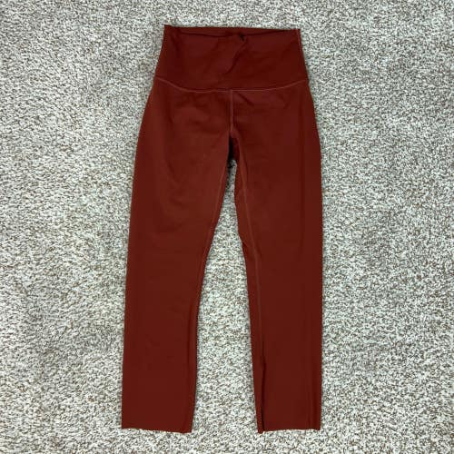 Lululemon Pants Women 4 Red Athletic Yoga Wunder Train High Rise Crop Leggings