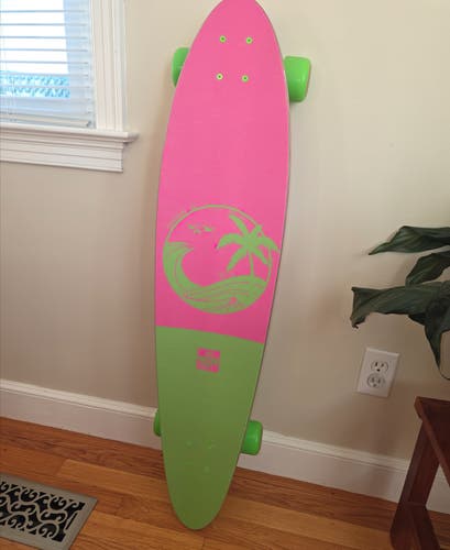 Dusters California Dreaming Longboard Skateboard pink green neon 40"