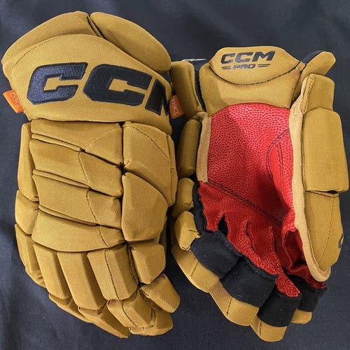 13" Tan CCM Jetspeed FT1 HGJS Gloves with Red Sypder Palms Rare! *Read Full Description*