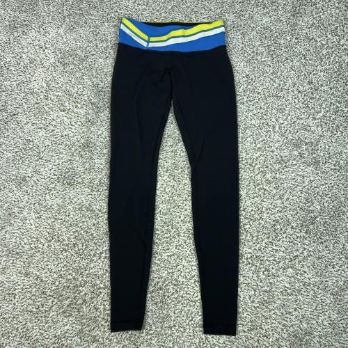 Lululemon Pants Womens 4 Black Ankle Leggings Colorblock Waist Yoga Gym Workout