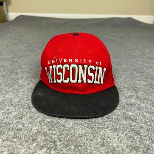 Wisconsin Badgers Men Hat Cap Strapback Retro University Flat Brim NCAA Spellout