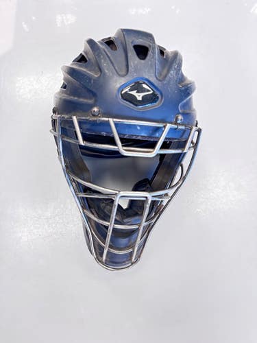 Used Mizuno SAMURAI YOUTH 6 1/2 7 1/4 Catchers Helmet w/Mask Navy Blue One Size 11860-S000316437