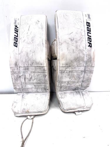 Used Bauer GSX 28+ MED Goalie Leg Pads Junior White 28" 11860-S000316416
