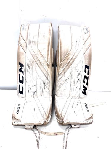 Used CCM AXIS 1.5 Goalie Leg Pads Junior White 26" 11860-S000316415