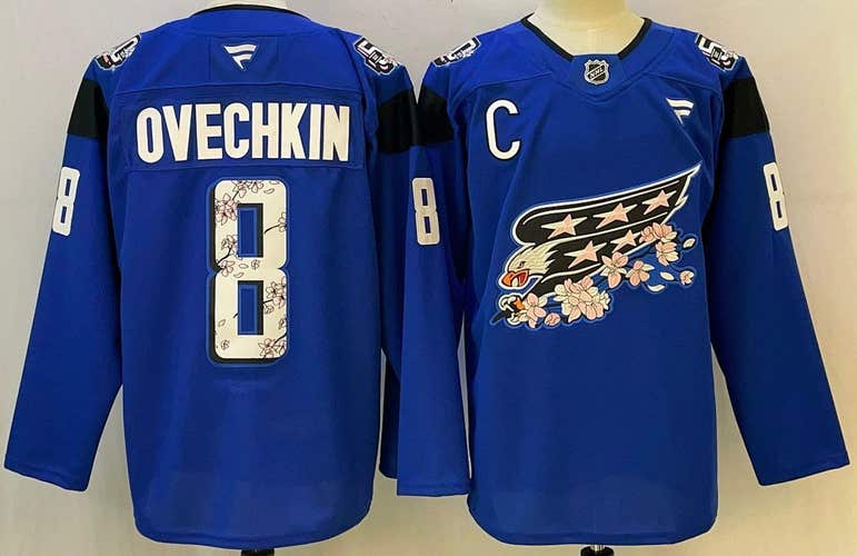 Men's Washington Capitals Ovechkin 8 Stitched Jersey Reverse Retro Ice Hockey Jersey Size 52