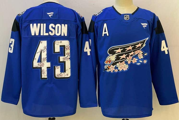 Men's Washington Capitals Wilson 43 Stitched Blue Jersey Reverse Retro Ice Hockey Jersey Size 52