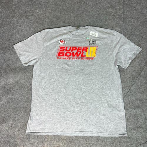 Kansas City Chiefs Mens Shirt 2XL XXL Gray Tee T Super Bowl LIX 59 Football NFL