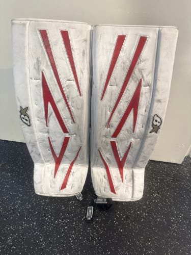 White & Red Brian's NetZero 3 Goalie Leg Pads (Used) | 29"+1"