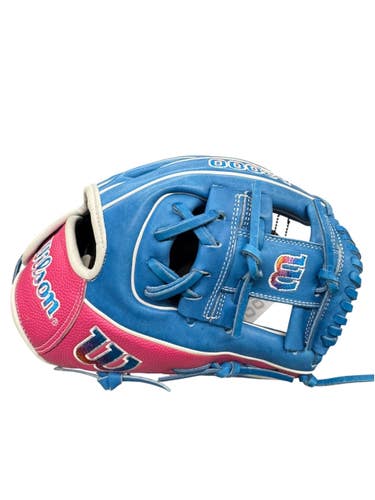Used Wilson DP15 BB/SB Glove RH Throw Carolina Blue And Pink 11 1/2" 11835-S000212848