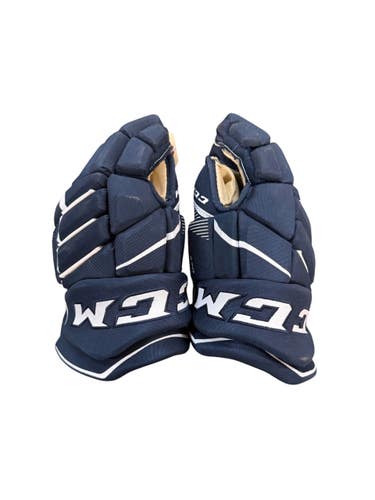 Used CCM FT370 Senior Gloves Navy And White 14" 11835-S000211605