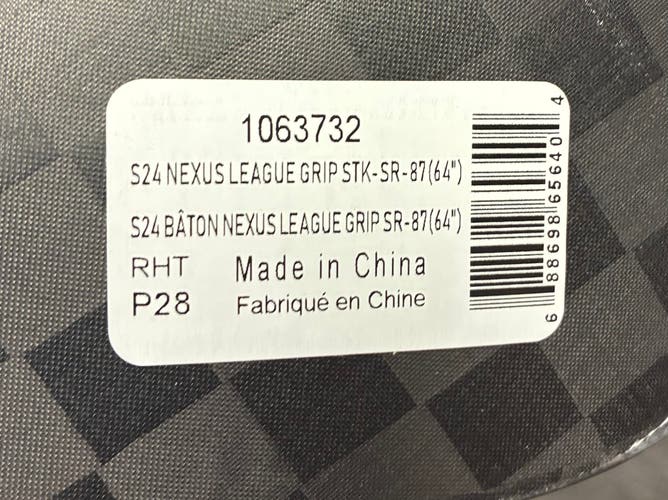 Bauer Nexus League Grip Right Handed Hockey Stick P28 87 Flex Pro Stock (New)