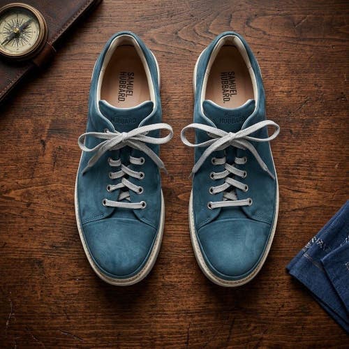 Samuel Hubbard 11.5M Blue Suede Shoes Vibram Sole Quiet Luxury Old Money