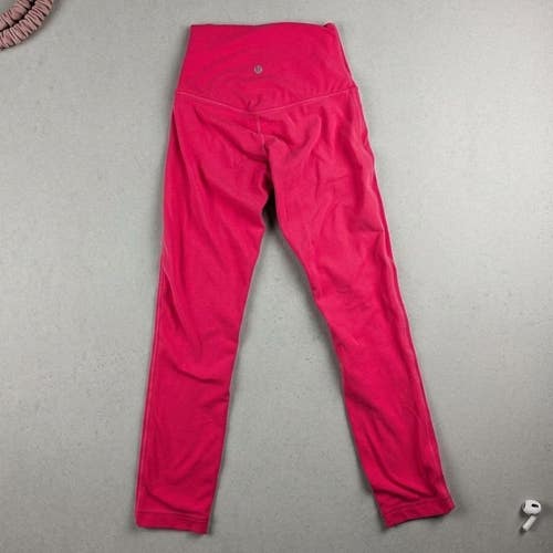 Lululemon Leggings Pink Red High Rise 21in Inseam Pilates Princess Athleisure