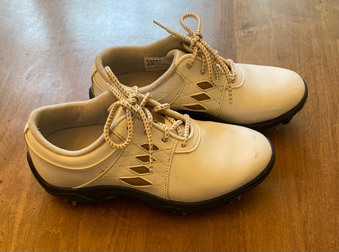 FootJoy Junior Golf Shoes FJ 45065 White/Taupe Argyle Size 3M Youth Golf Cleats